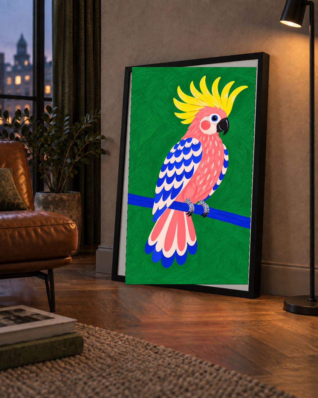 Renkli Kakadu İllüstrasyonu Modern Poster