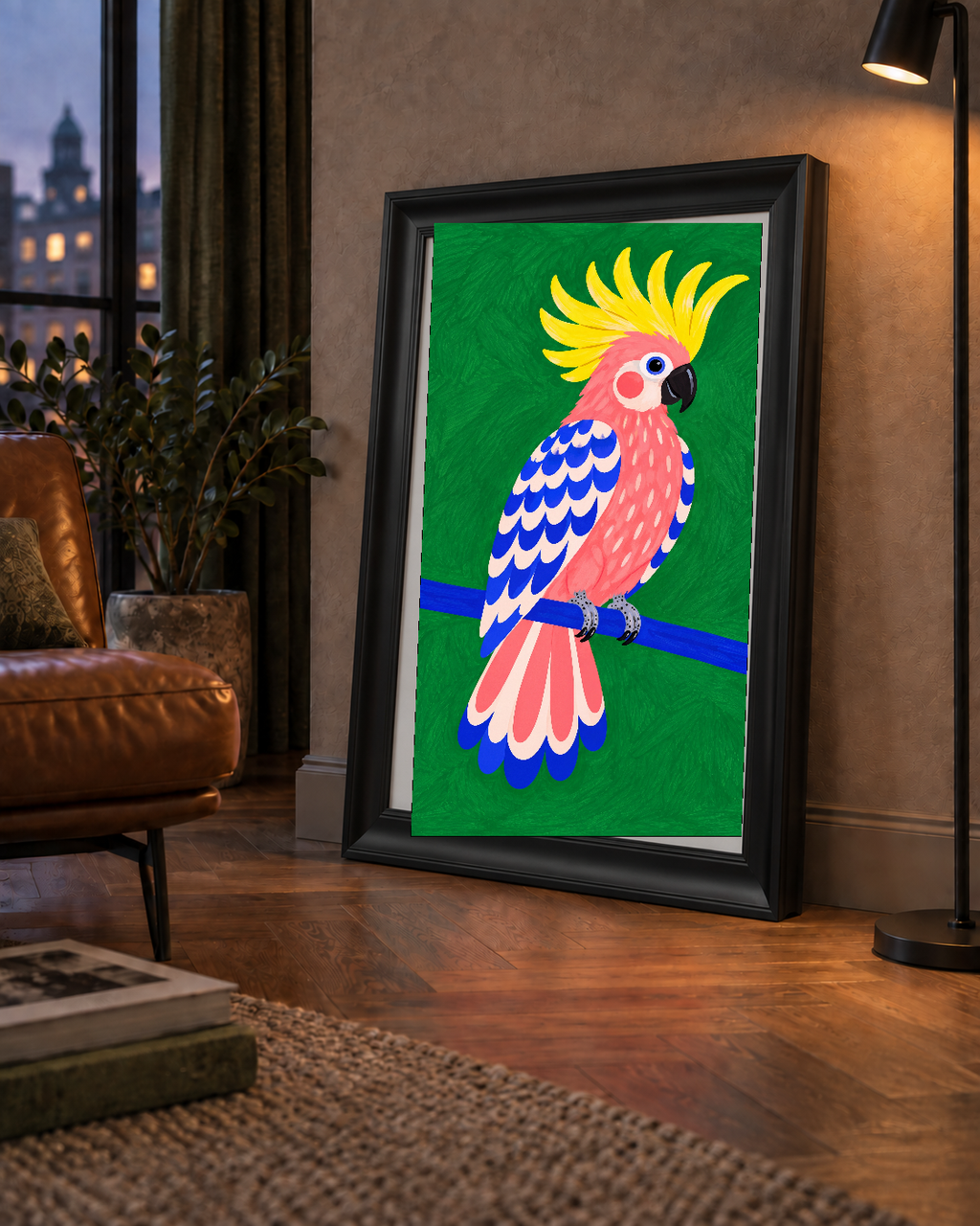 Renkli Kakadu İllüstrasyonu Modern Poster