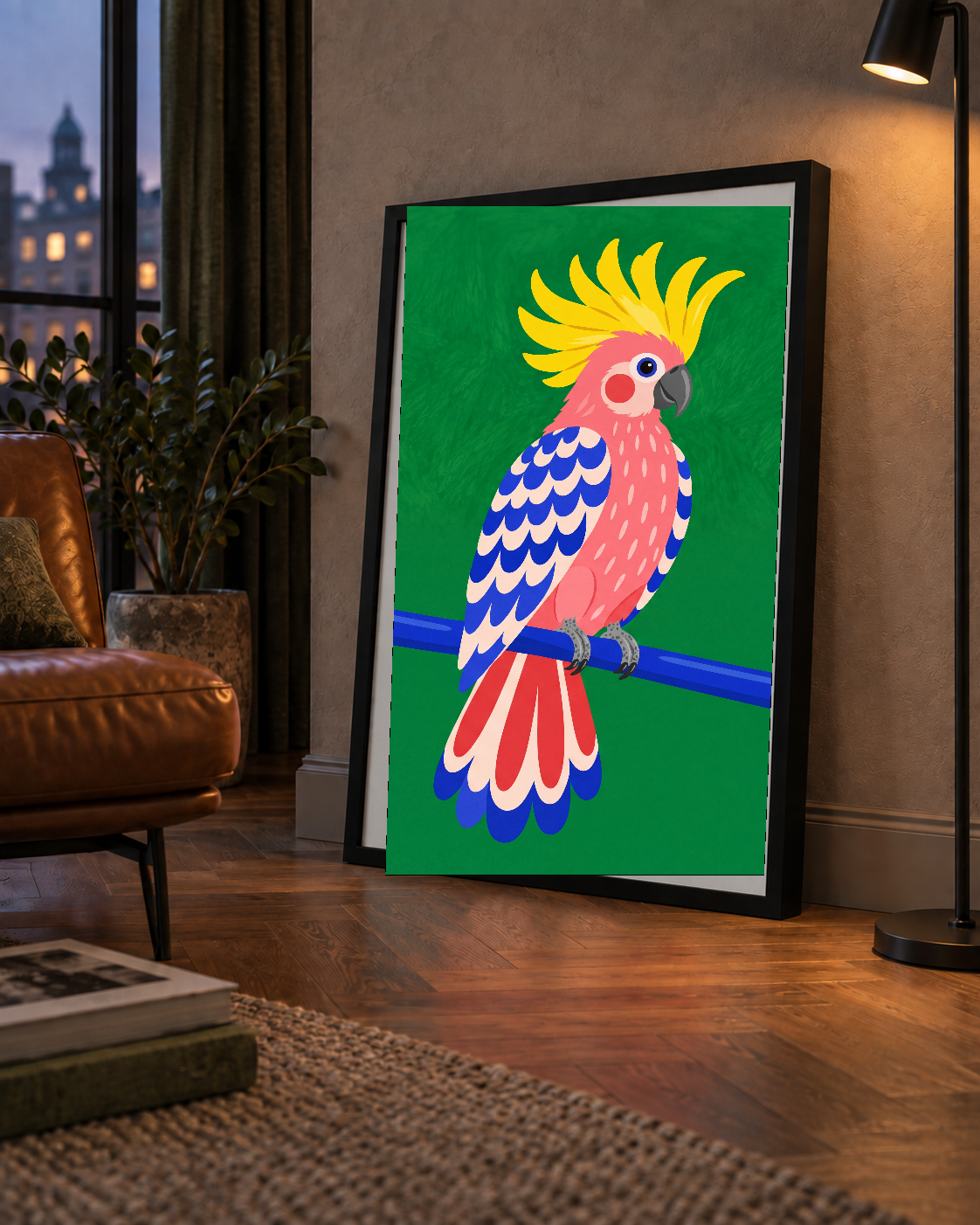 Renkli Kakadu İllüstrasyonu Modern Poster