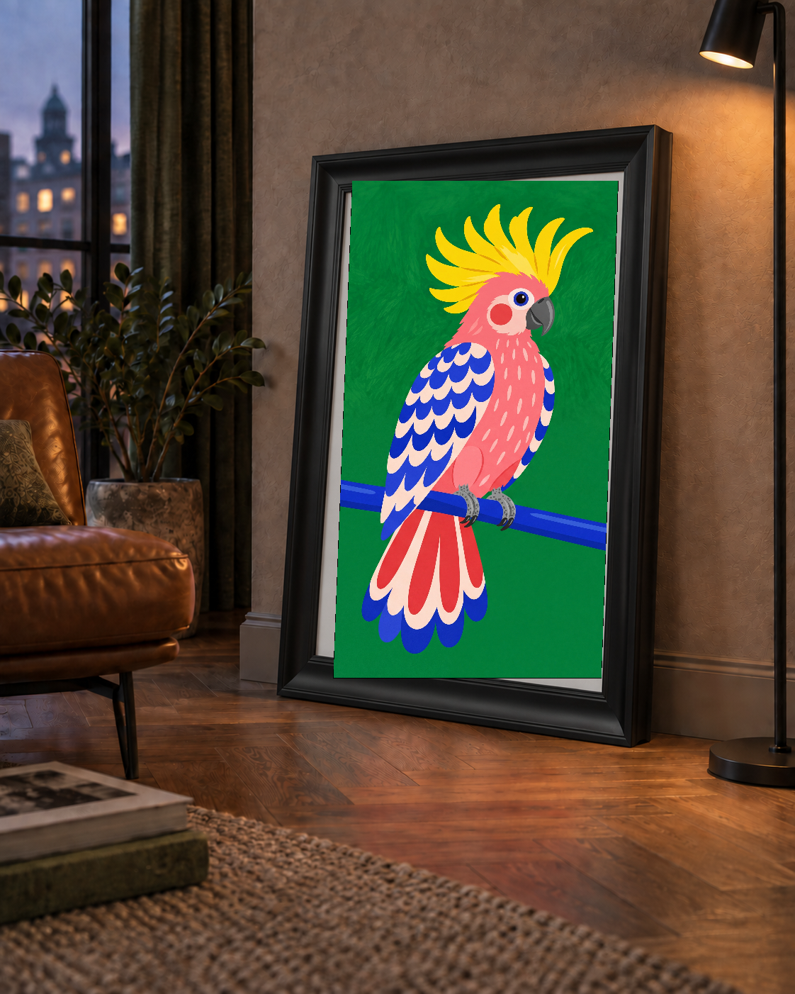 Renkli Kakadu İllüstrasyonu Modern Poster