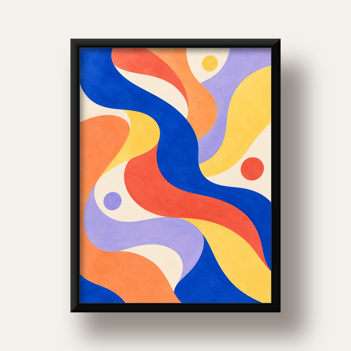 Soyut Renkli Dalgalar Poster – Modern Sanat Baskısı — siyah derin çerçeveli
