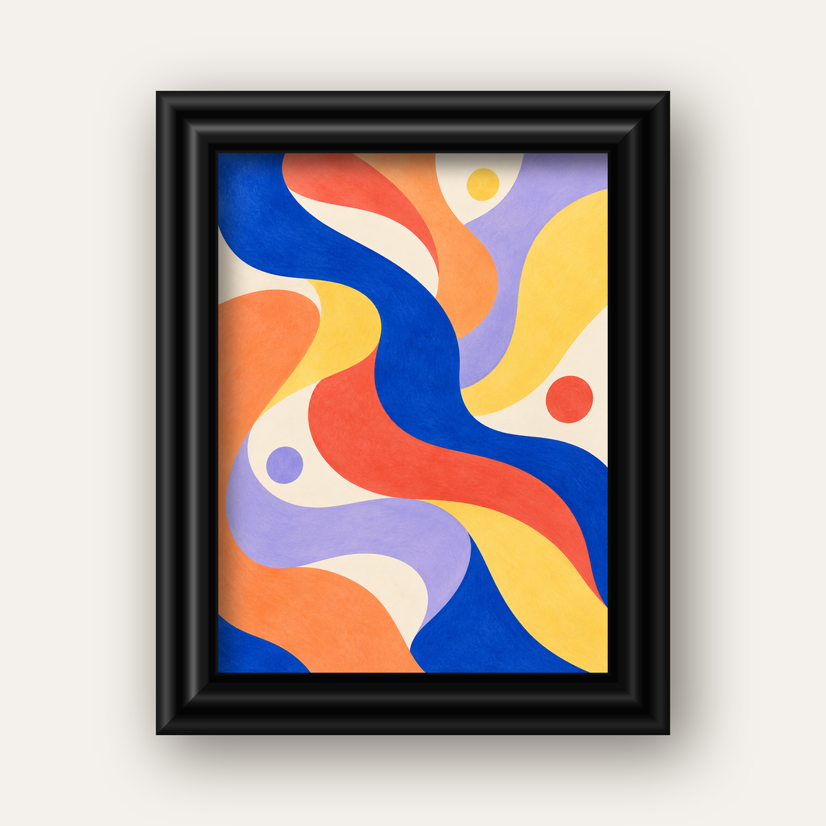 Soyut Renkli Dalgalar Poster – Modern Sanat Baskısı — siyah galeri çerçeveli