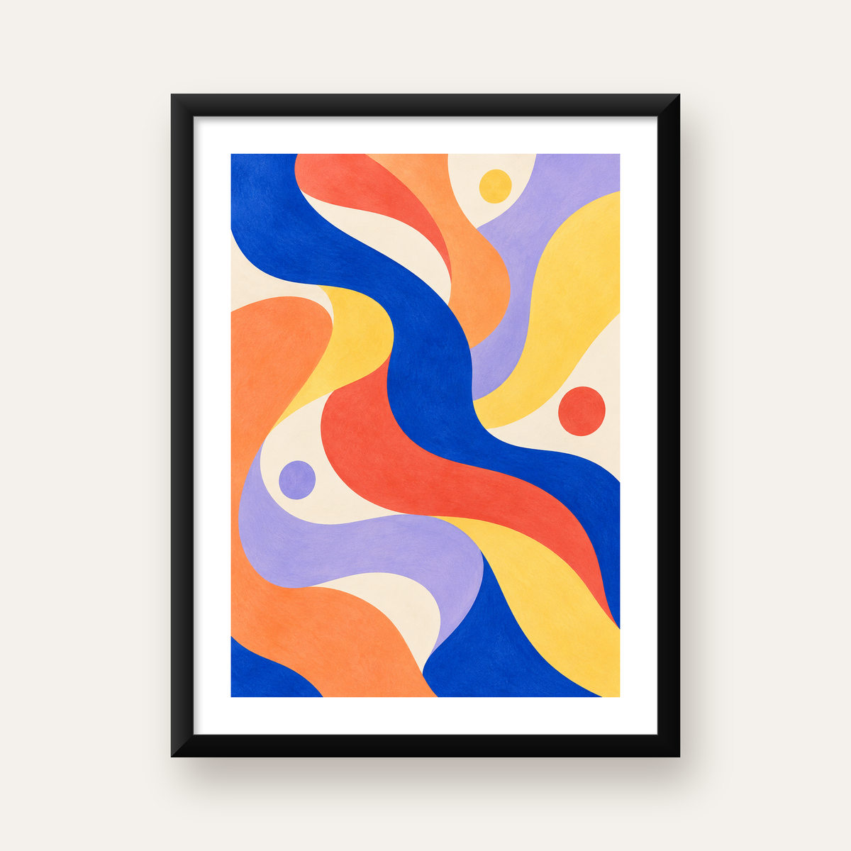 Soyut Renkli Dalgalar Poster – Modern Sanat Baskısı — Dikey baskı, beyaz paspartulu