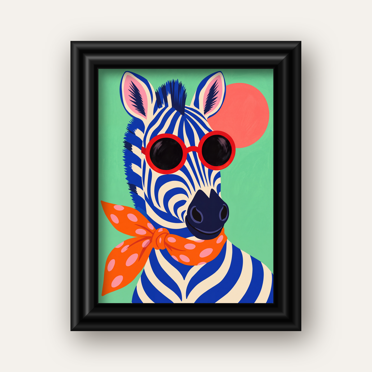 Renkli Zebra İllüstrasyonu Poster – Modern Sanat Baskısı — siyah galeri çerçeveli