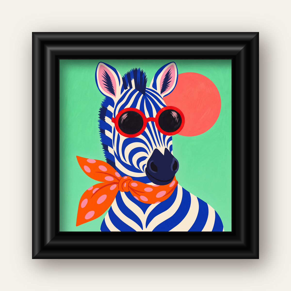 Renkli Zebra İllüstrasyonu Poster – Modern Sanat Baskısı — siyah galeri çerçeveli