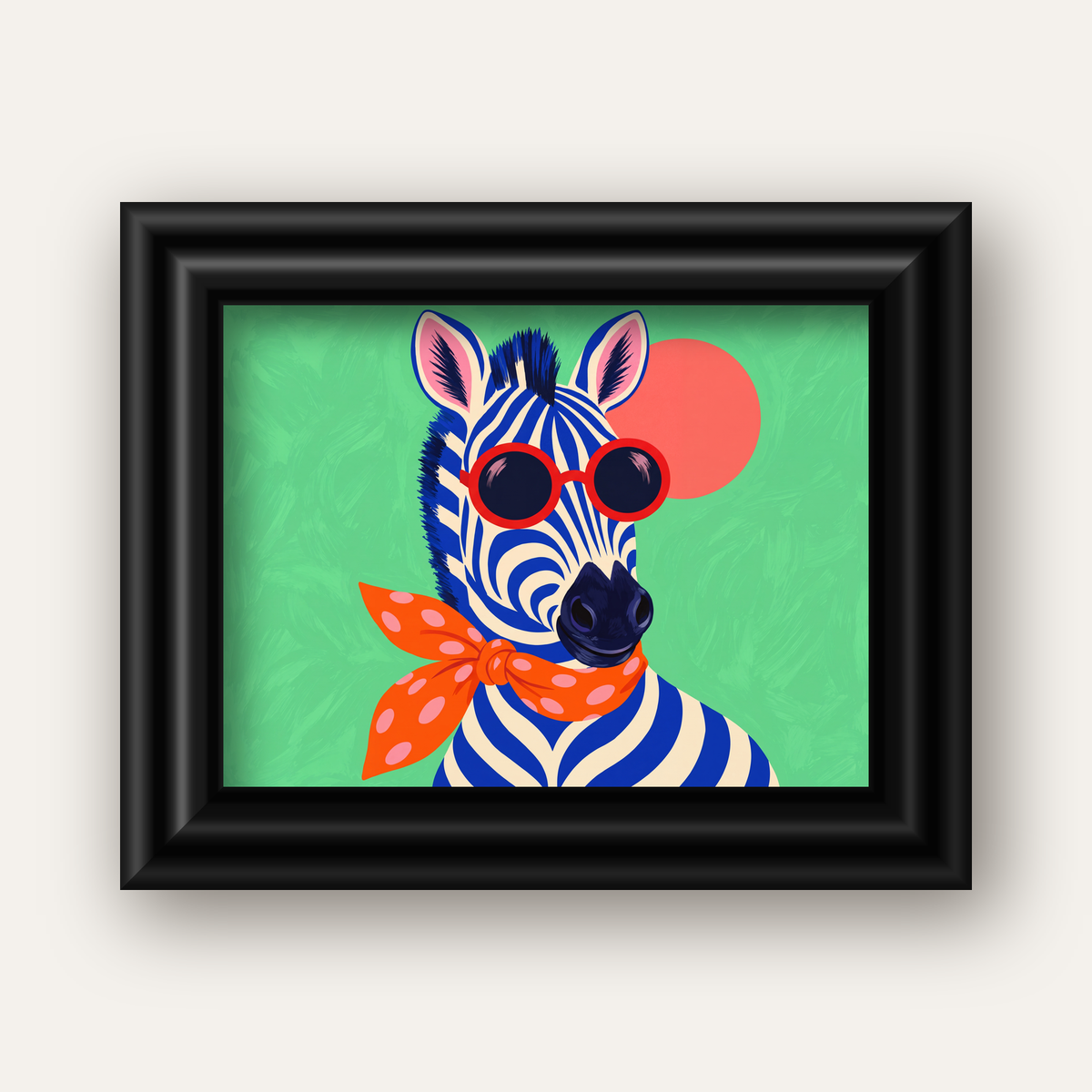 Renkli Zebra İllüstrasyonu Poster – Modern Sanat Baskısı — siyah galeri çerçeveli