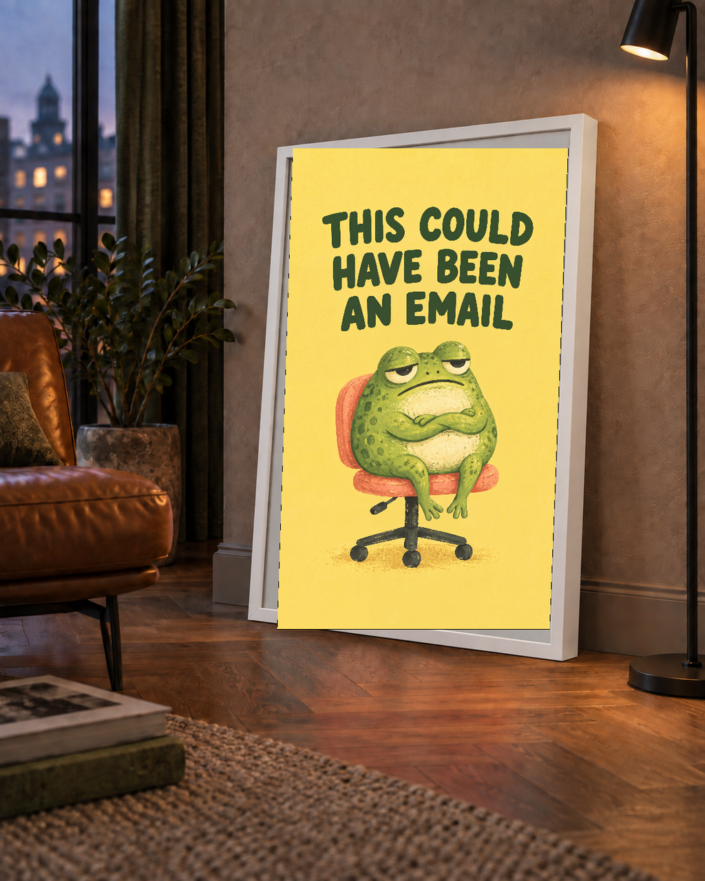 Esprili Ofis Kurbağası Poster – Mizahi Duvar Dekoru