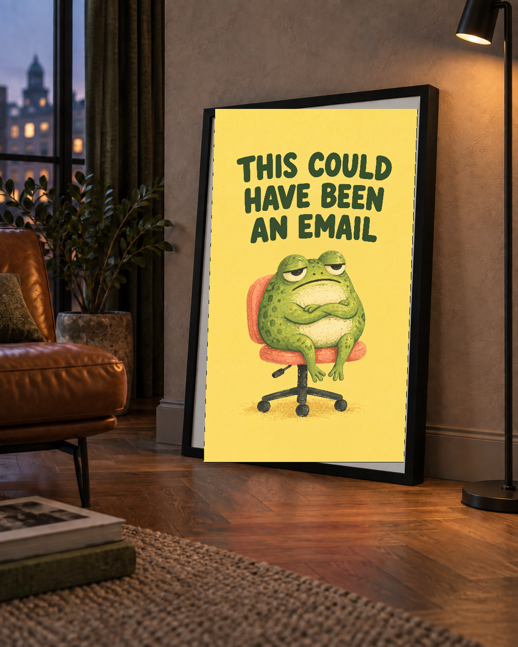 Esprili Ofis Kurbağası Poster – Mizahi Duvar Dekoru