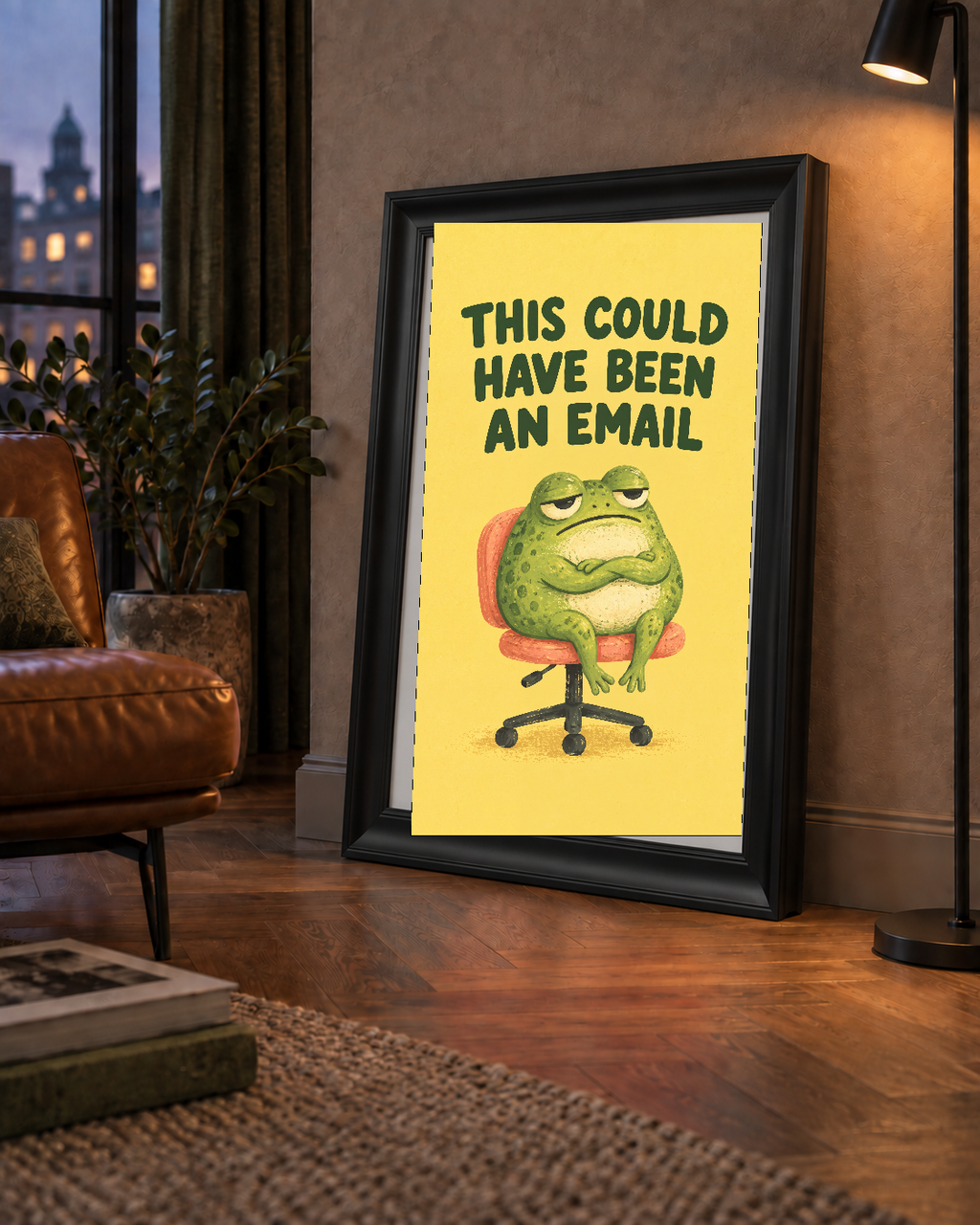 Esprili Ofis Kurbağası Poster – Mizahi Duvar Dekoru