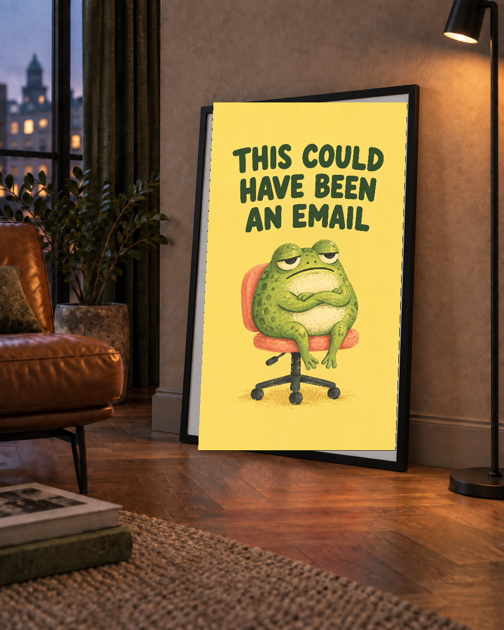 Esprili Ofis Kurbağası Poster – Mizahi Duvar Dekoru