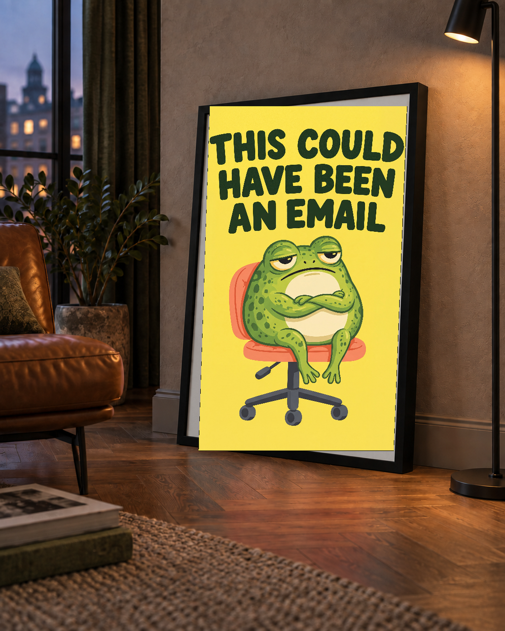 Esprili Ofis Kurbağası Poster – Mizahi Duvar Dekoru