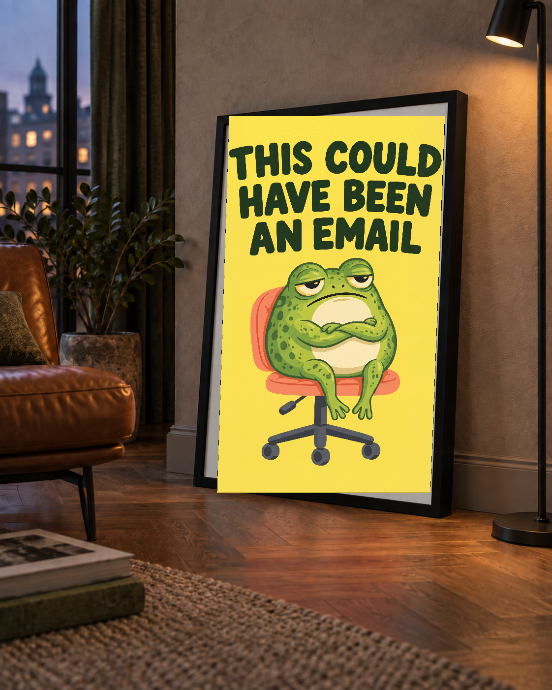 Esprili Ofis Kurbağası Poster – Mizahi Duvar Dekoru