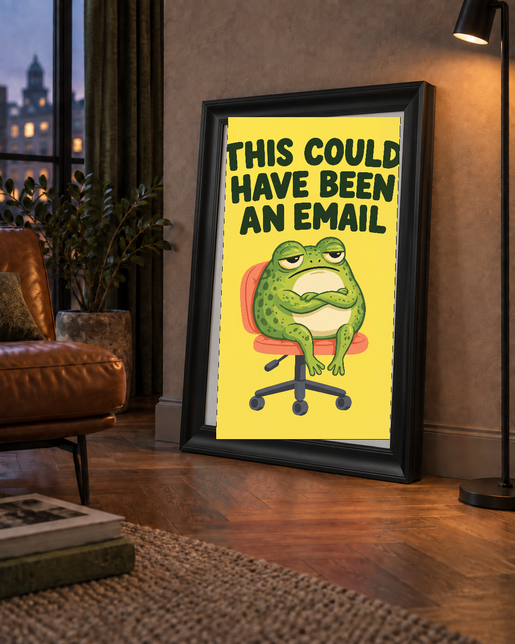 Esprili Ofis Kurbağası Poster – Mizahi Duvar Dekoru