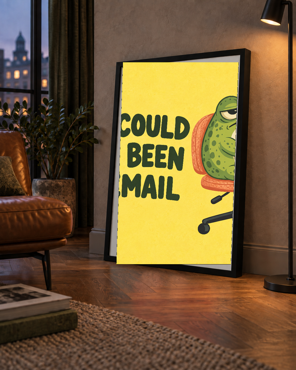 Esprili Ofis Kurbağası Poster – Mizahi Duvar Dekoru