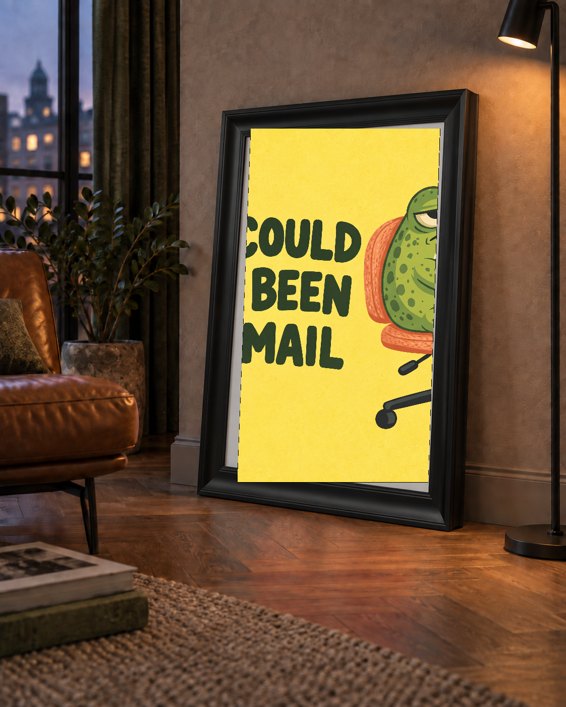 Esprili Ofis Kurbağası Poster – Mizahi Duvar Dekoru