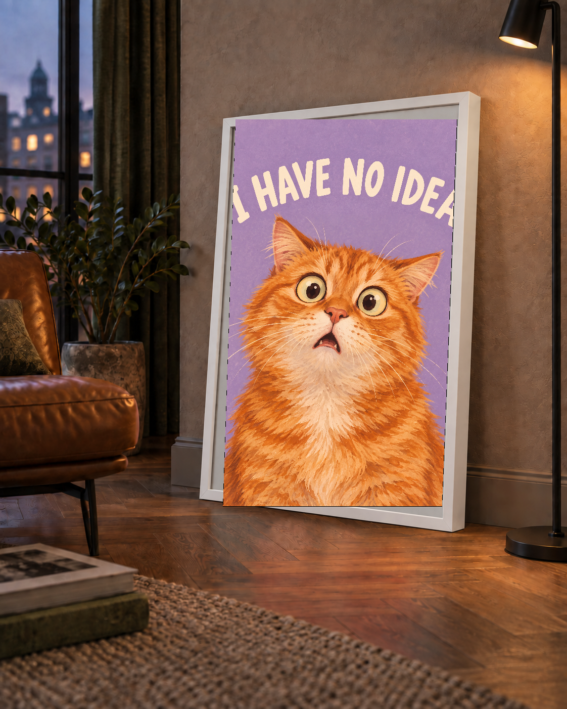 Şaşkın Sarman Kedi Poster – Komik Dijital İllüstrasyon