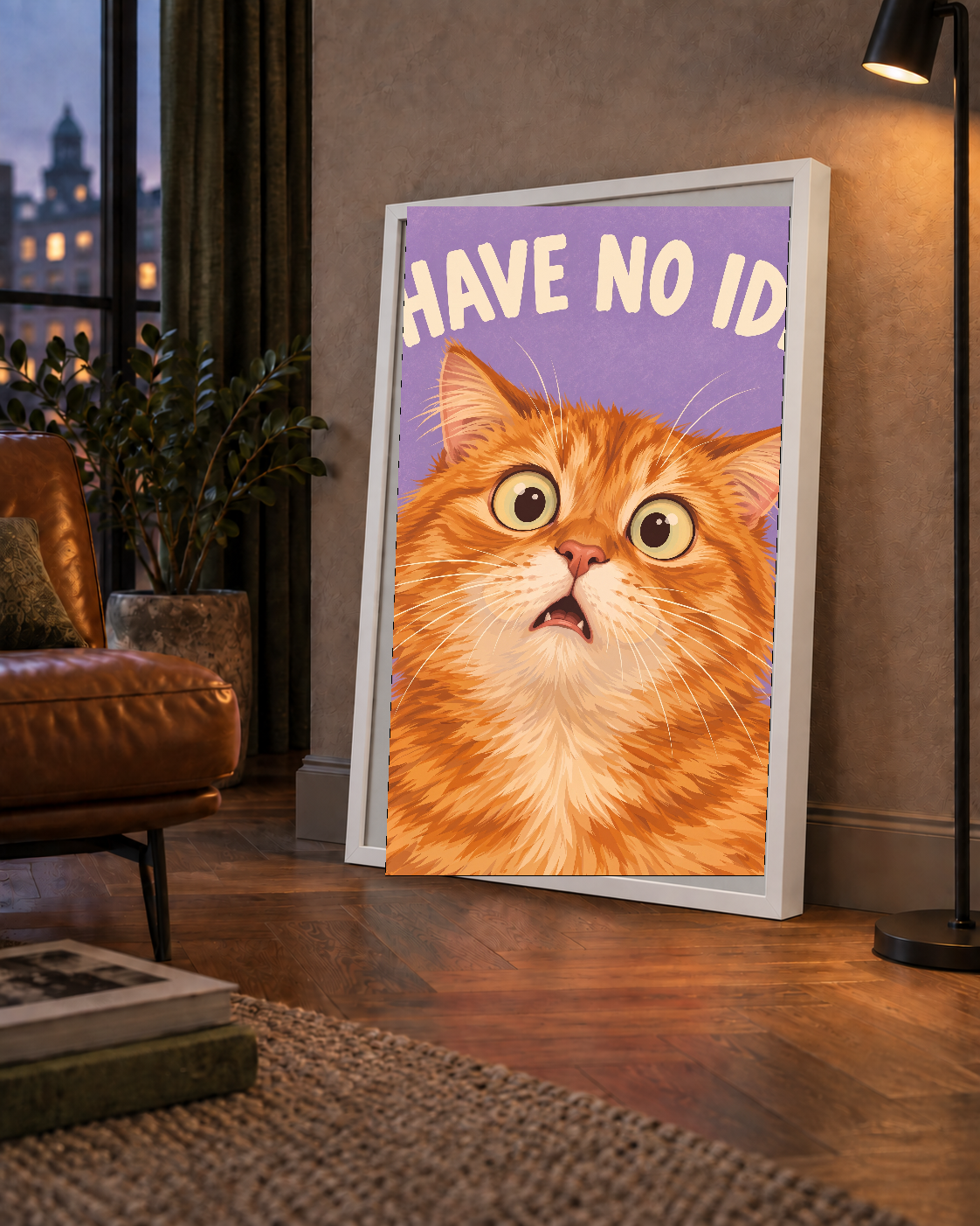 Şaşkın Sarman Kedi Poster – Komik Dijital İllüstrasyon