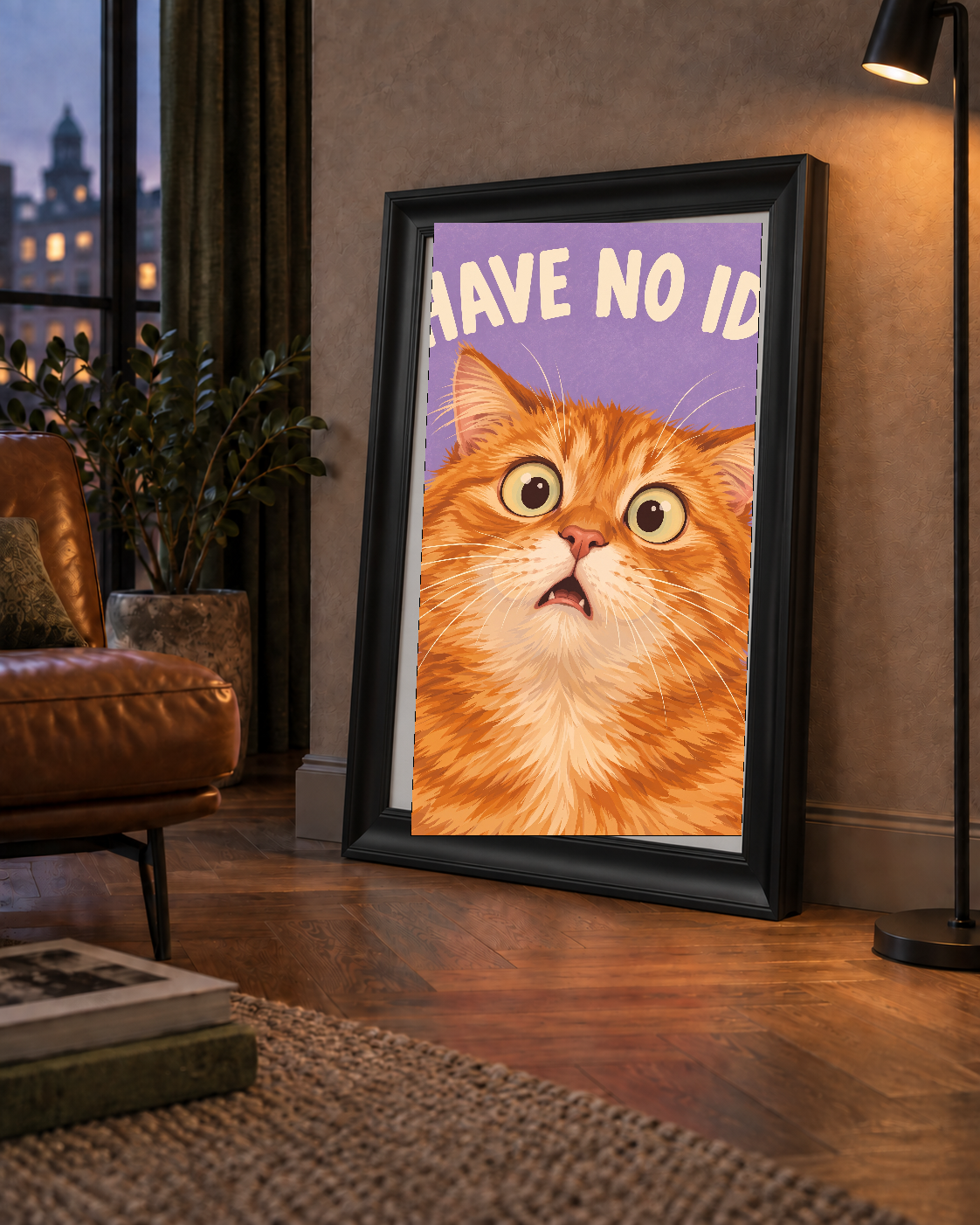 Şaşkın Sarman Kedi Poster – Komik Dijital İllüstrasyon