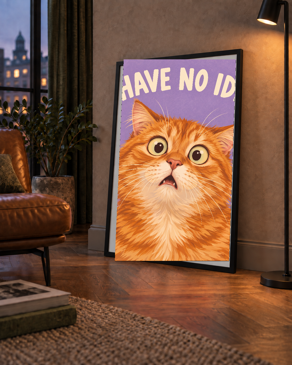 Şaşkın Sarman Kedi Poster – Komik Dijital İllüstrasyon