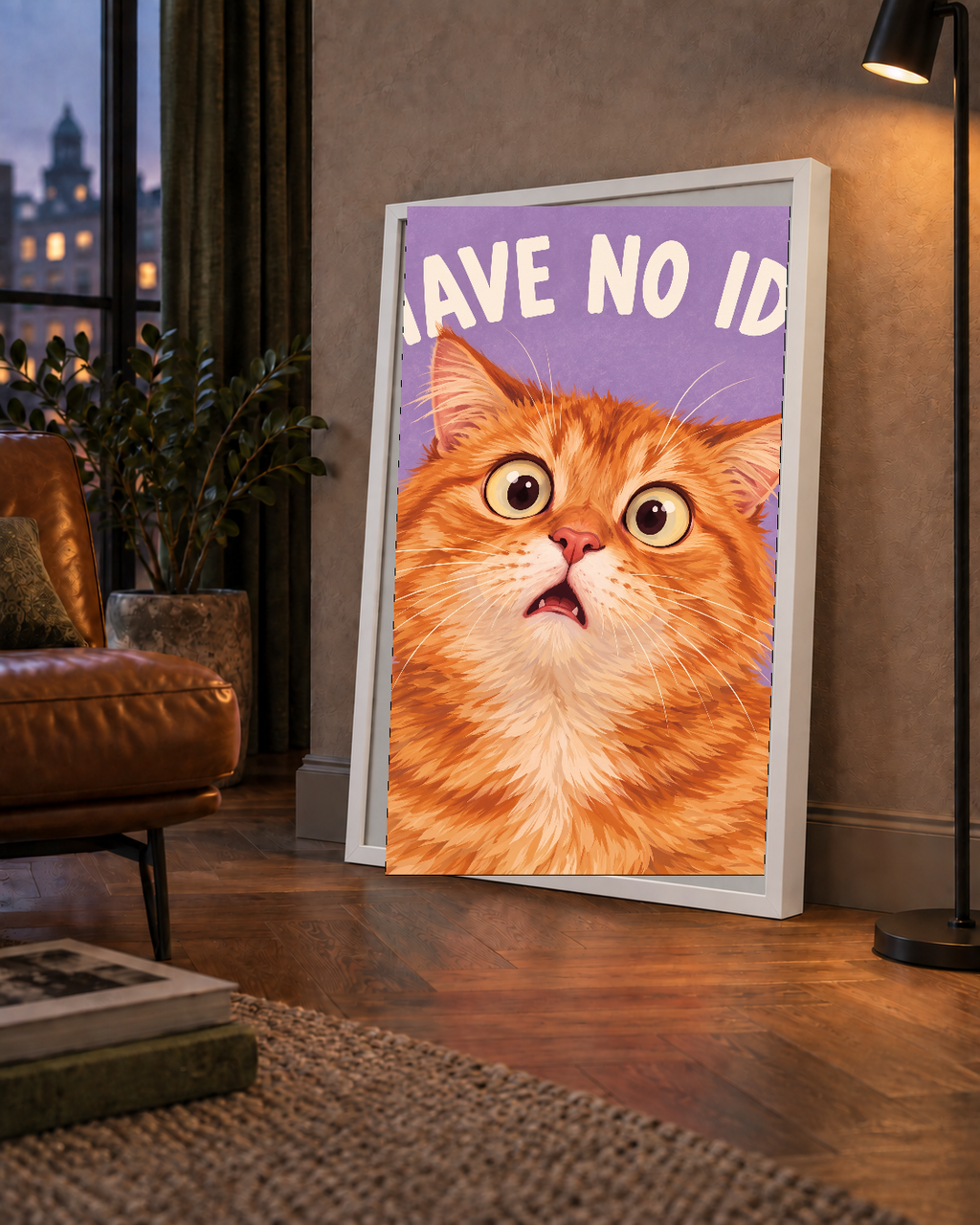 Şaşkın Sarman Kedi Poster – Komik Dijital İllüstrasyon
