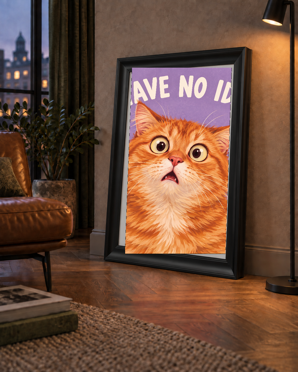 Şaşkın Sarman Kedi Poster – Komik Dijital İllüstrasyon