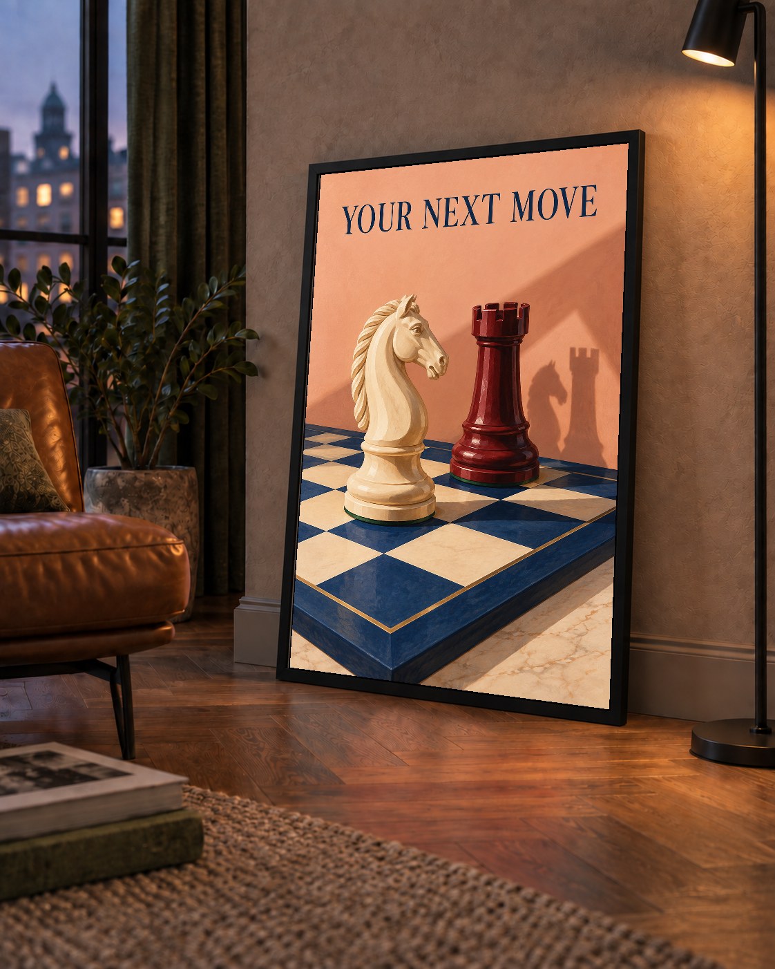 Motivasyon Temalı Satranç At ve Kale Poster – Sanatsal Baskı
