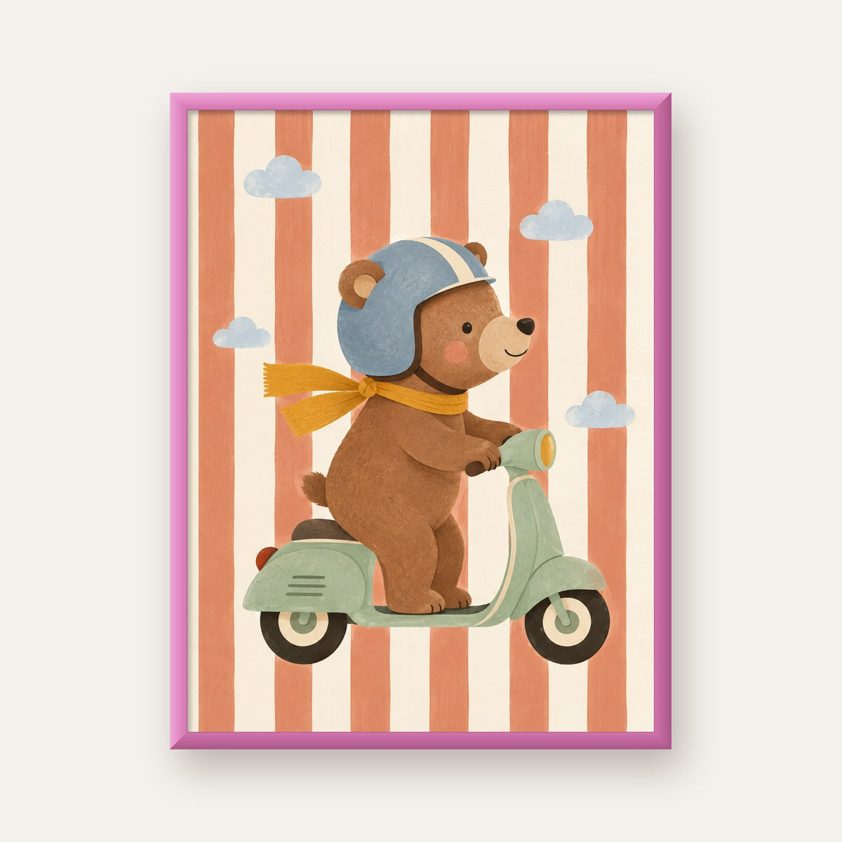 Scooterli Ayı — pembe çerçeveli