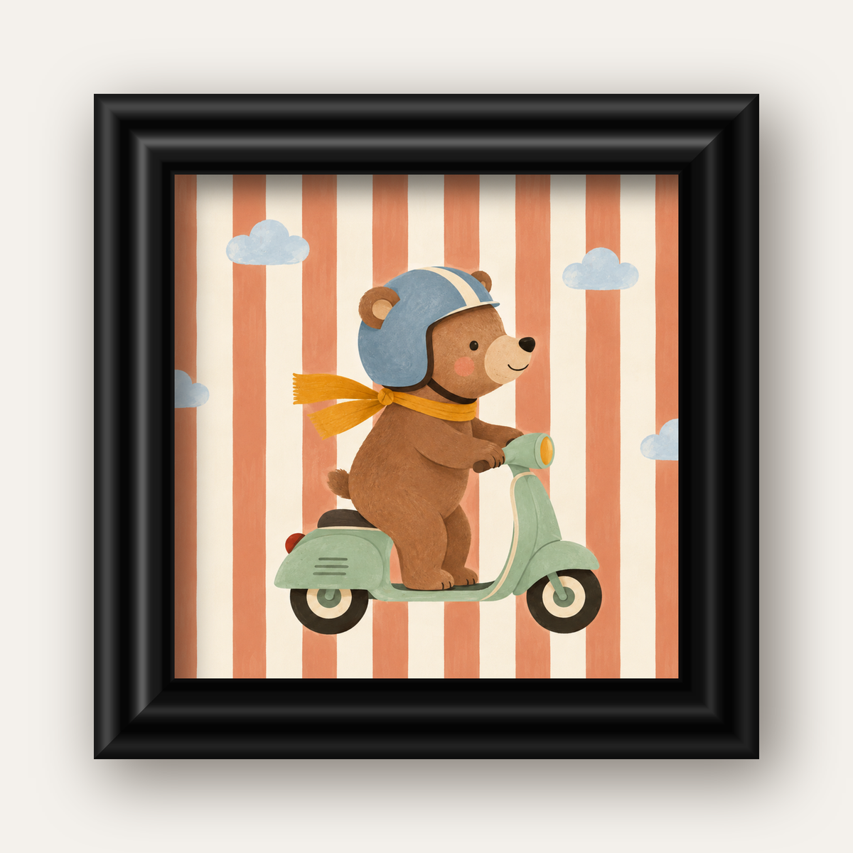 Scooterli Ayı — siyah galeri çerçeveli