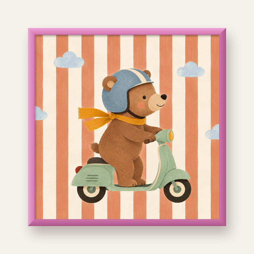 Scooterli Ayı — pembe çerçeveli