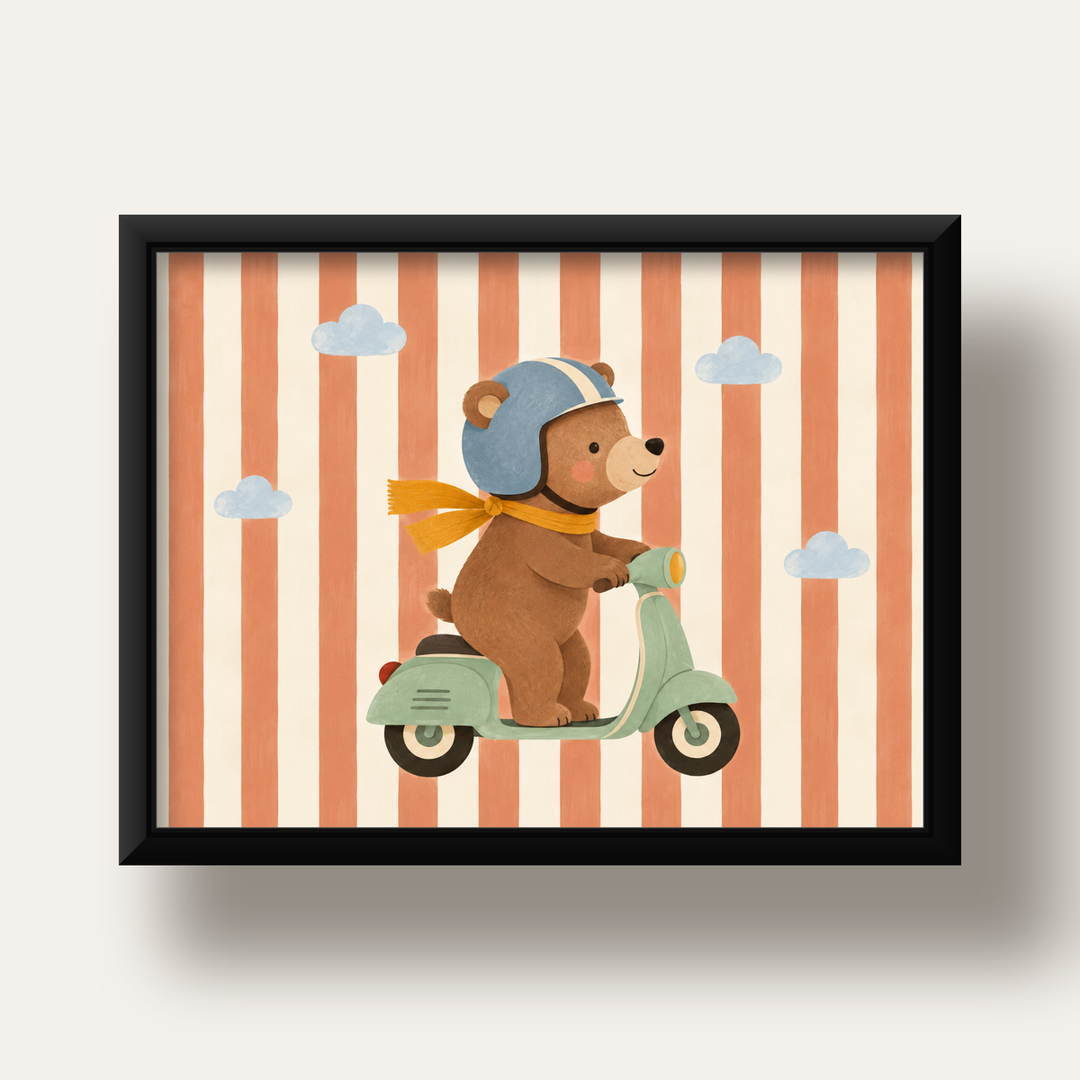 Scooterli Ayı — siyah derin çerçeveli