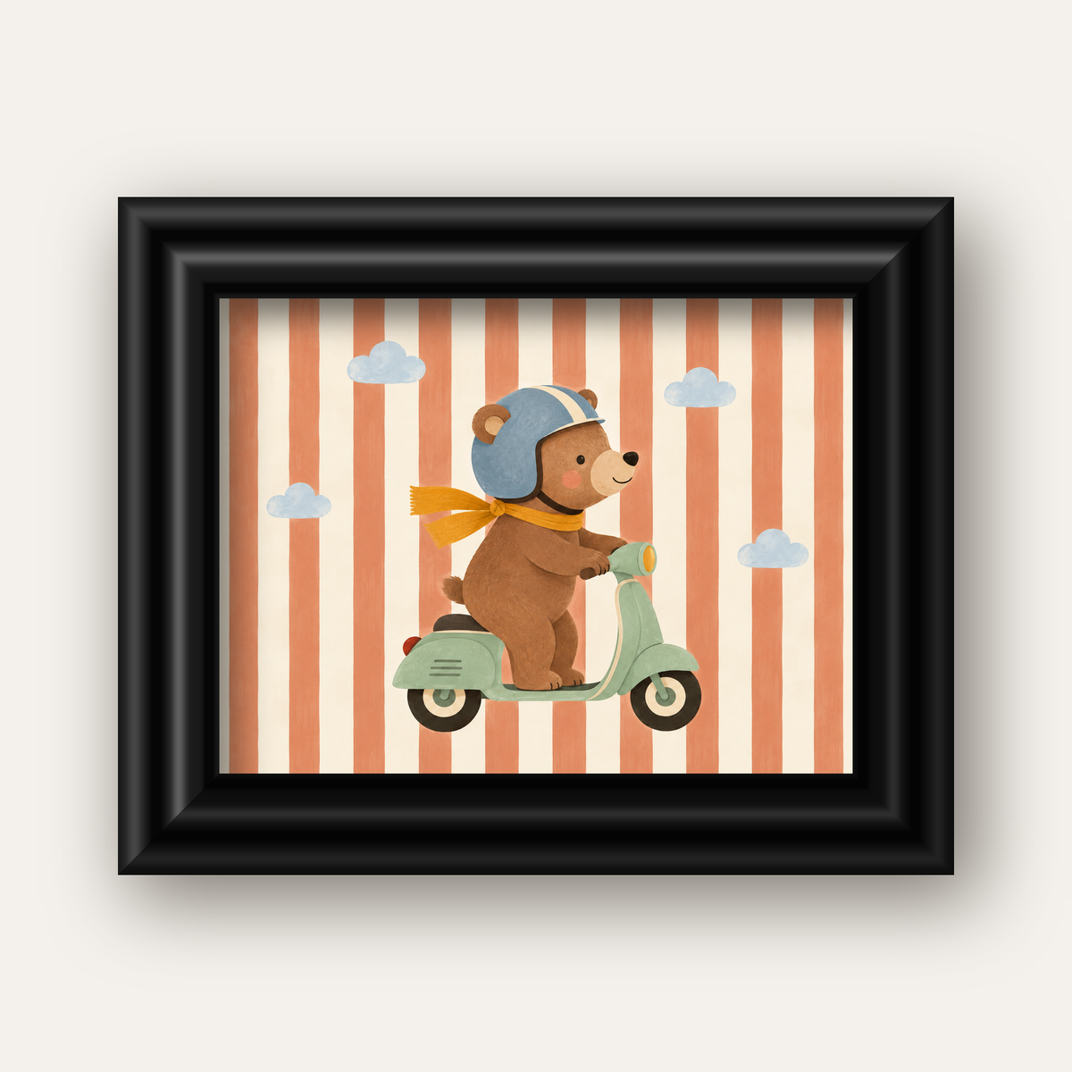 Scooterli Ayı — siyah galeri çerçeveli