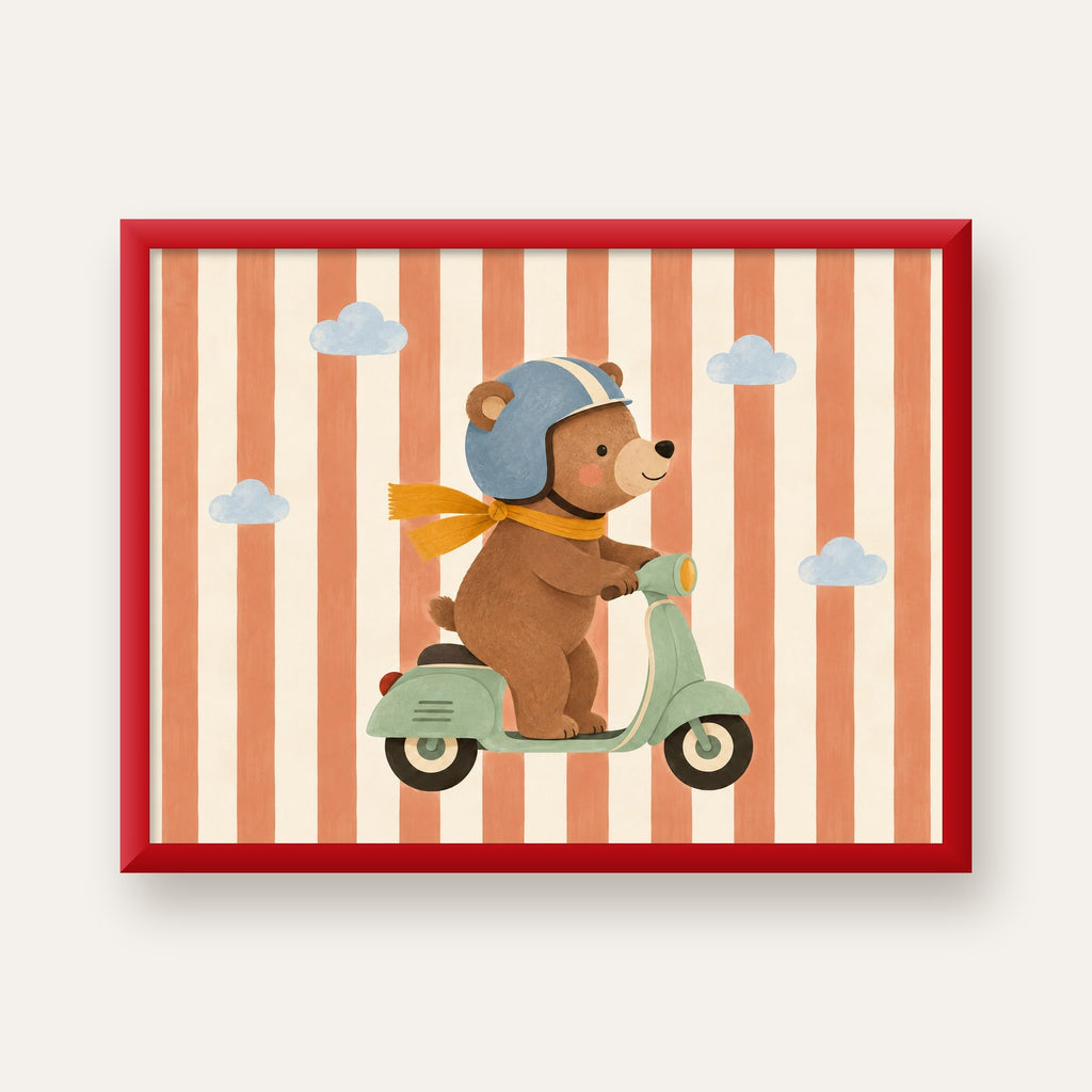 Scooterli Ayı — kırmızı çerçeveli
