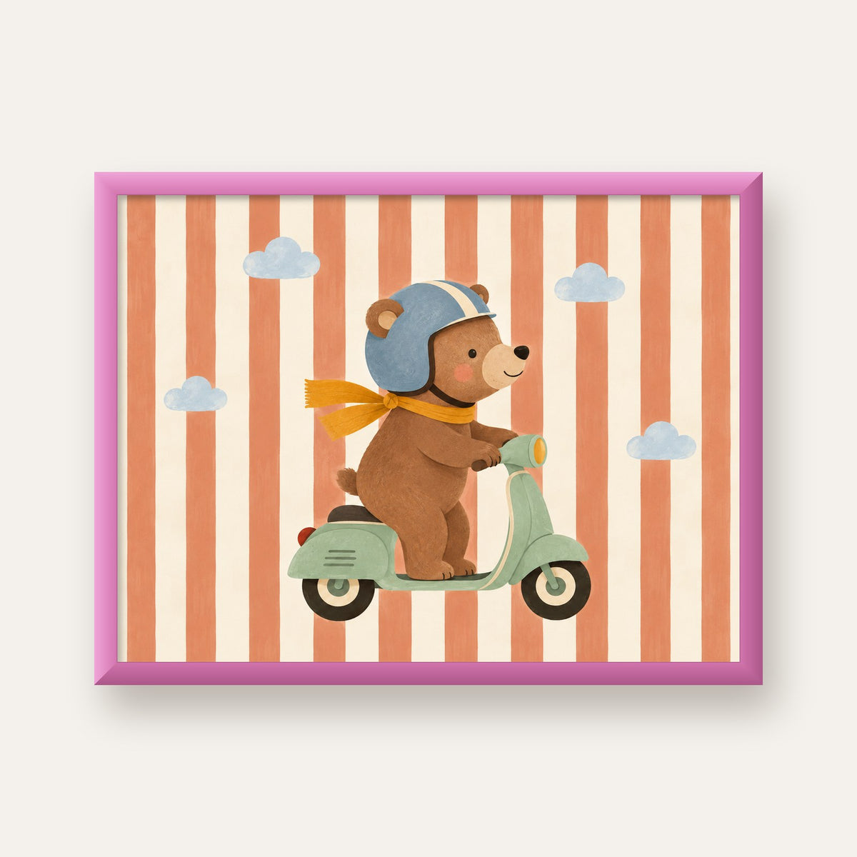 Scooterli Ayı — pembe çerçeveli