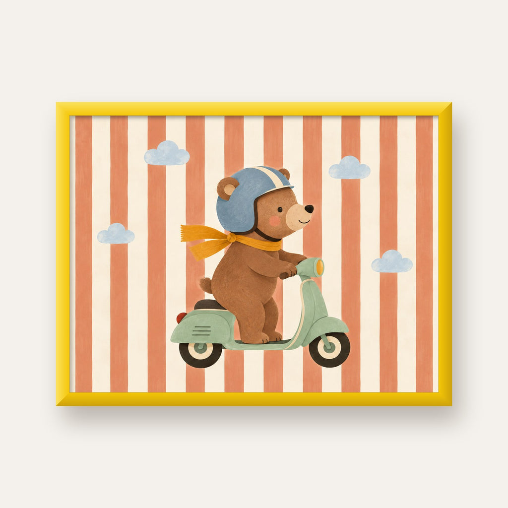 Scooterli Ayı — sarı çerçeveli