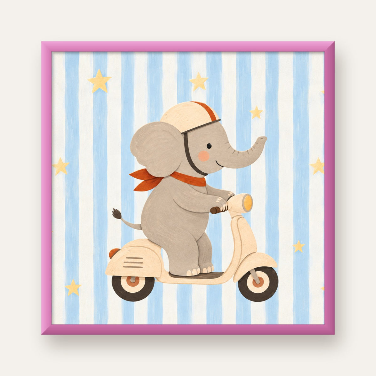 Scooterli Fil — pembe çerçeveli