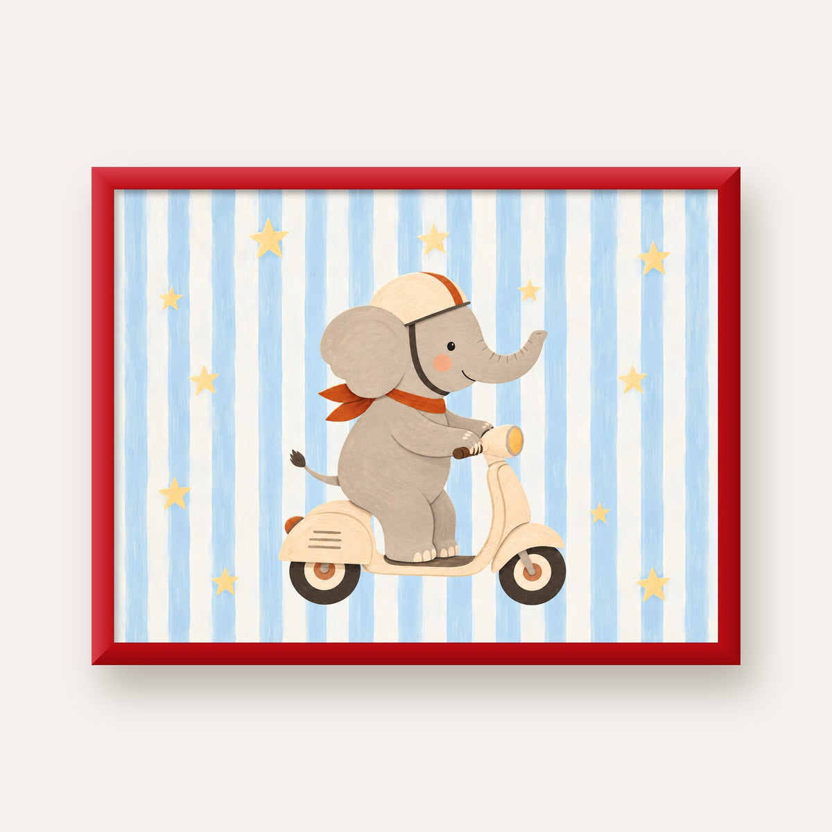 Scooterli Fil — kırmızı çerçeveli