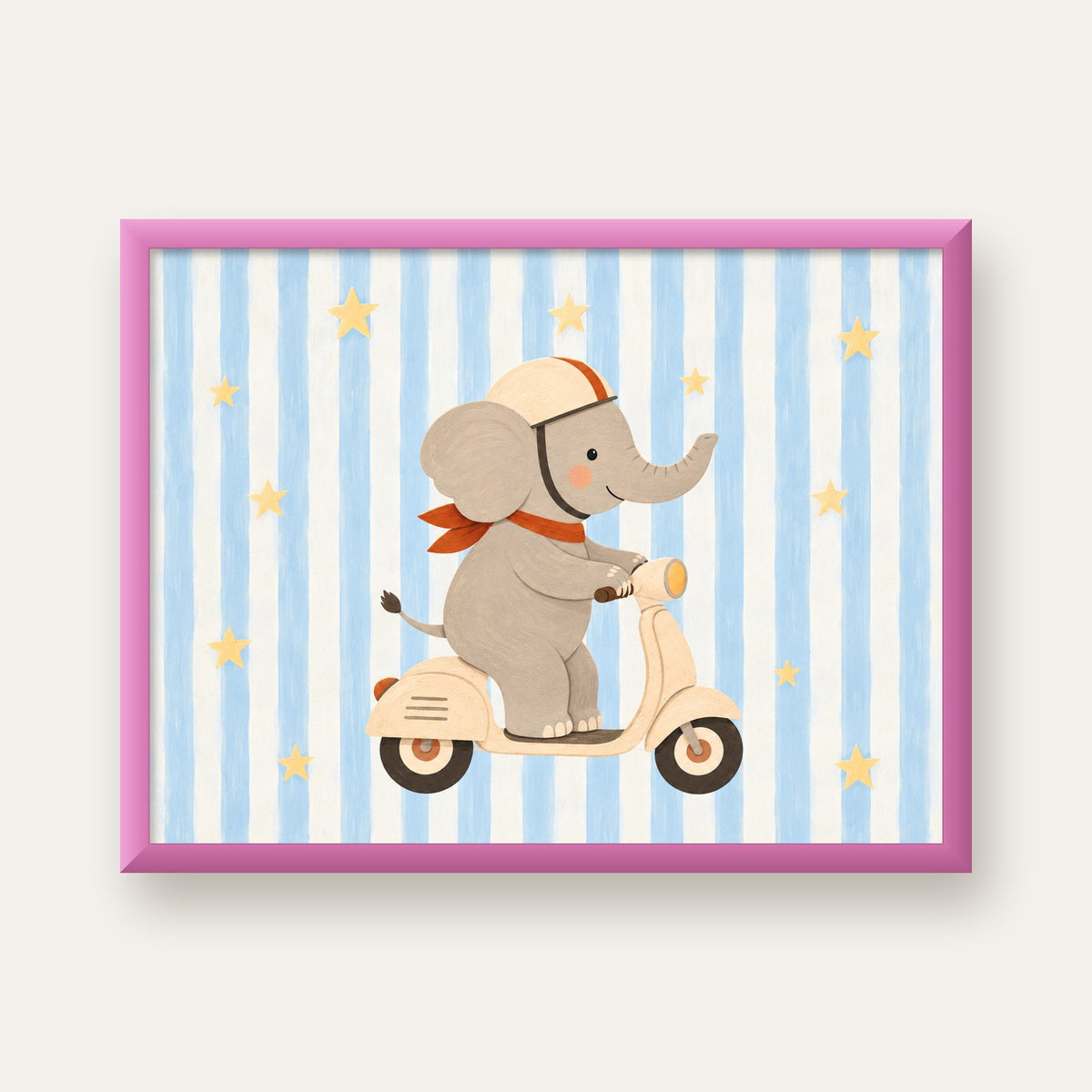 Scooterli Fil — pembe çerçeveli