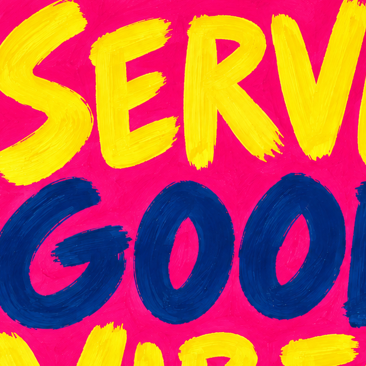 Serve Good Vibes – Tenis Temalı Motive Edici Renkli Poster — baskının yakın çekimi, kâğıt dokusu ve renk detayı