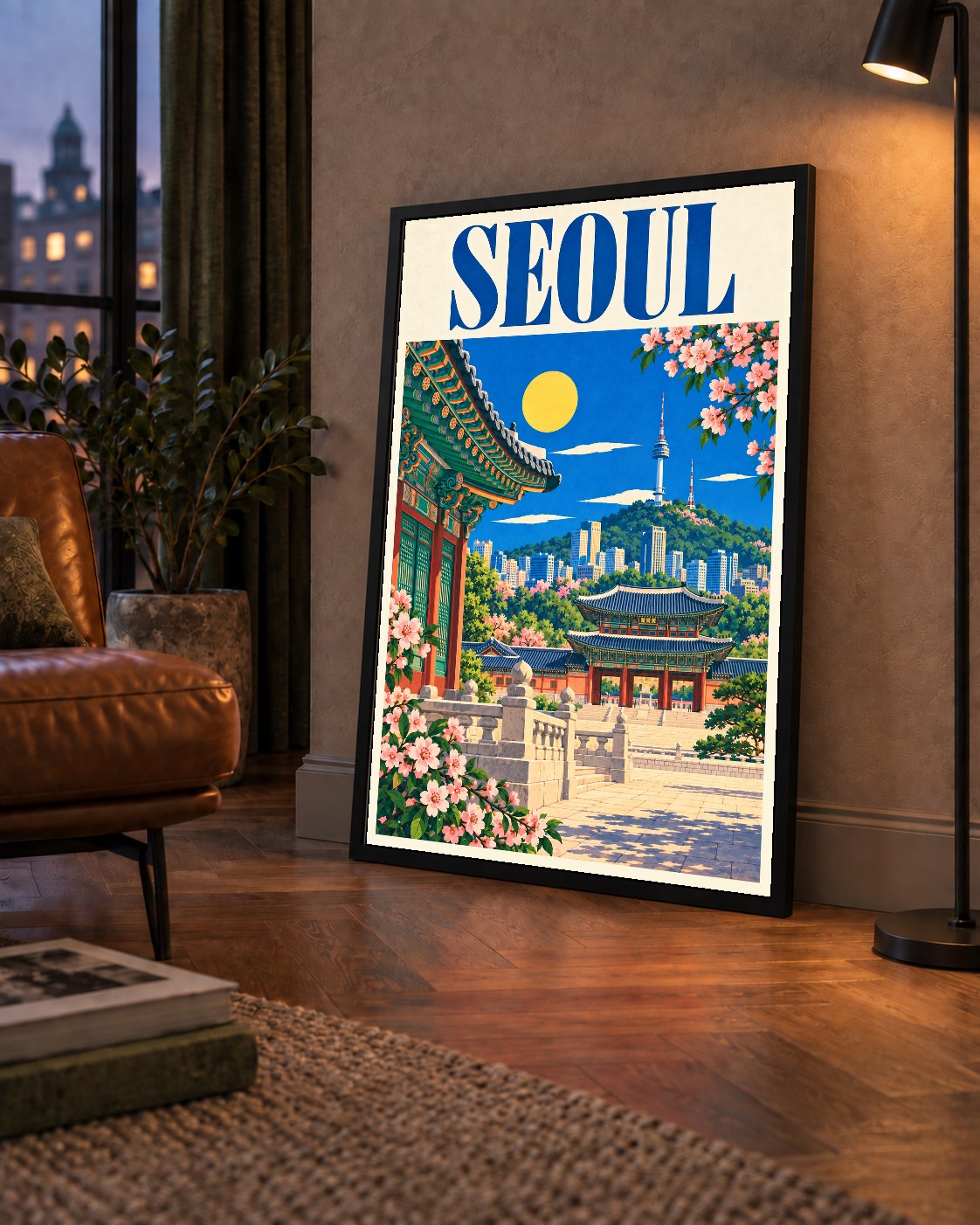 Seul Şehir Manzarası Poster – Geleneksel ve Modernin Buluşması