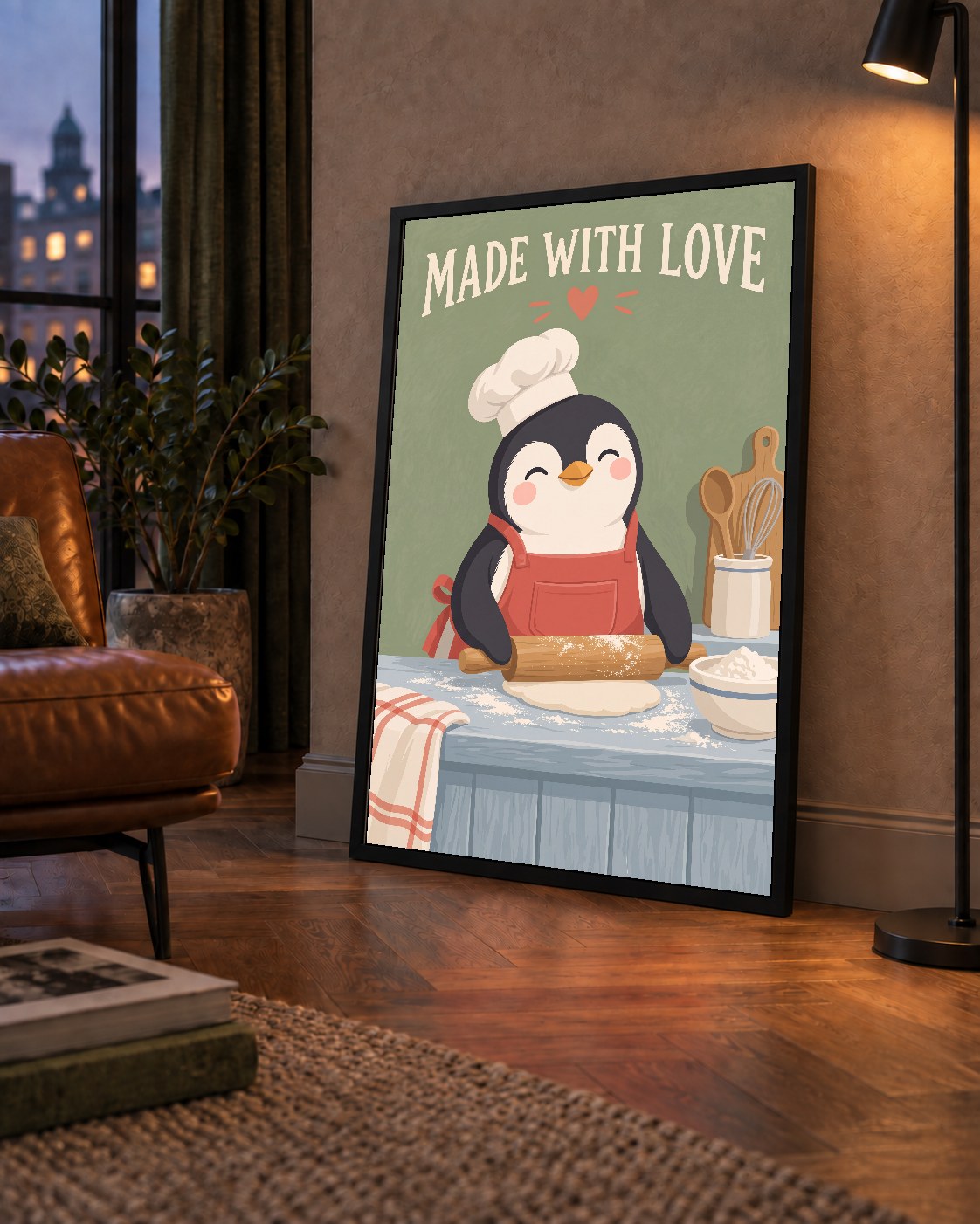 Sevimli Penguen Aşçı Mutfağı – Çocuk Odası Poster Baskısı