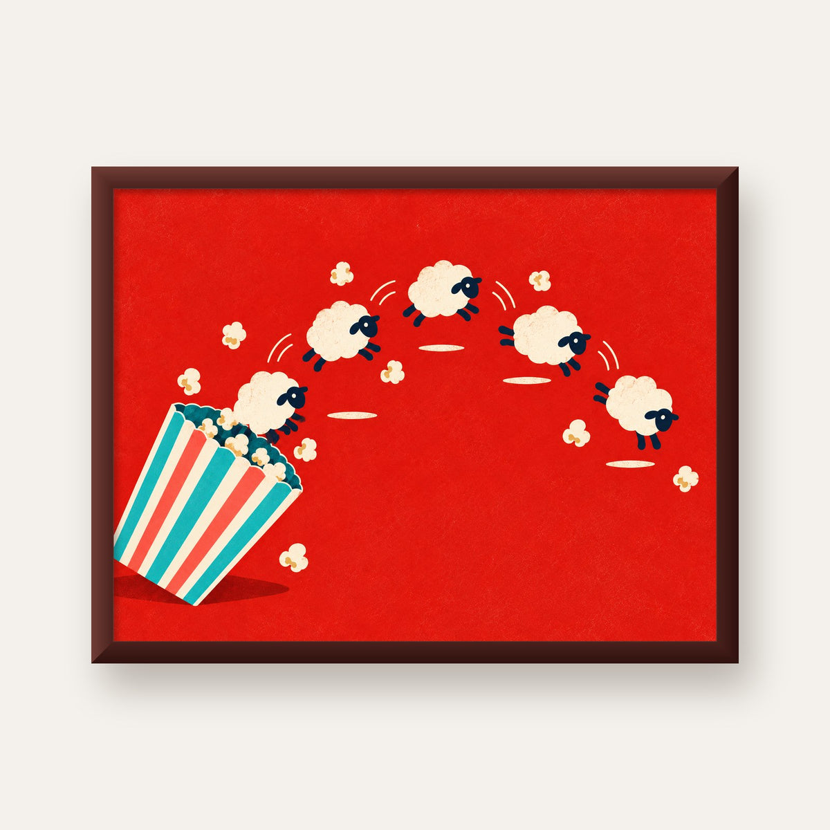 Sheep Escape Eğlenceli Koyun Posteri — ceviz çerçeveli