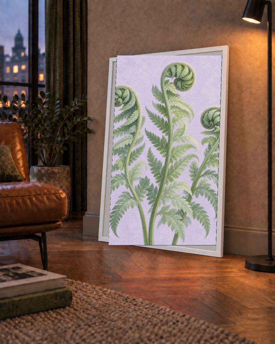 Botanik Eğrelti Otu Suluboya Poster – Modern Duvar Dekoru