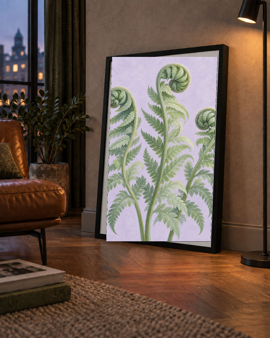 Botanik Eğrelti Otu Suluboya Poster – Modern Duvar Dekoru