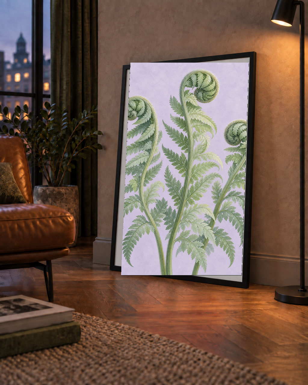 Botanik Eğrelti Otu Suluboya Poster – Modern Duvar Dekoru