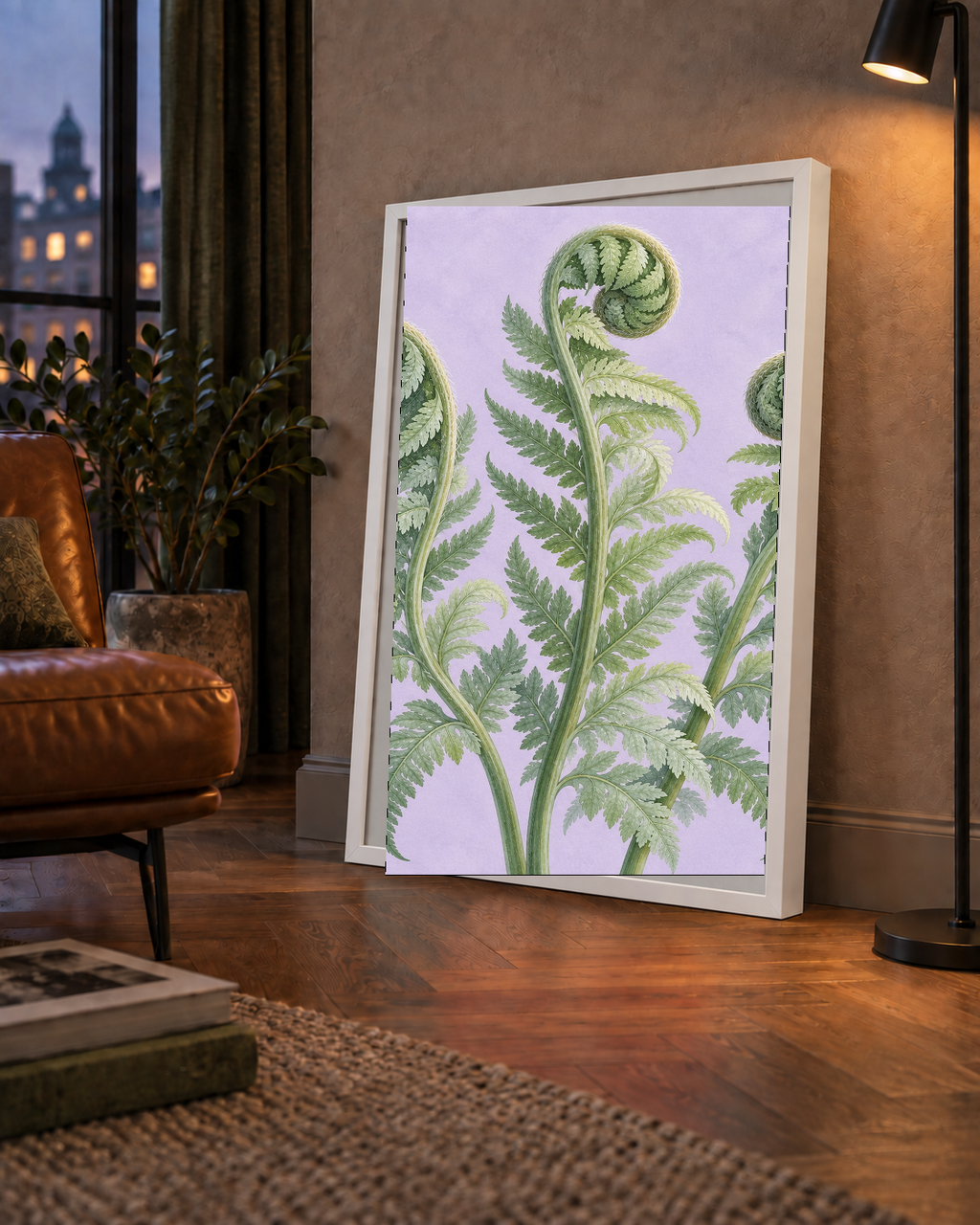 Botanik Eğrelti Otu Suluboya Poster – Modern Duvar Dekoru
