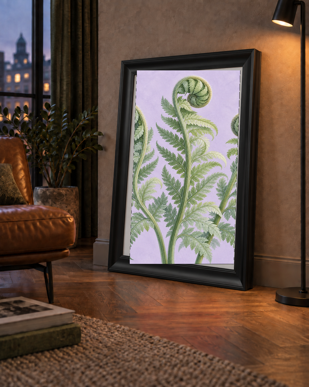 Botanik Eğrelti Otu Suluboya Poster – Modern Duvar Dekoru