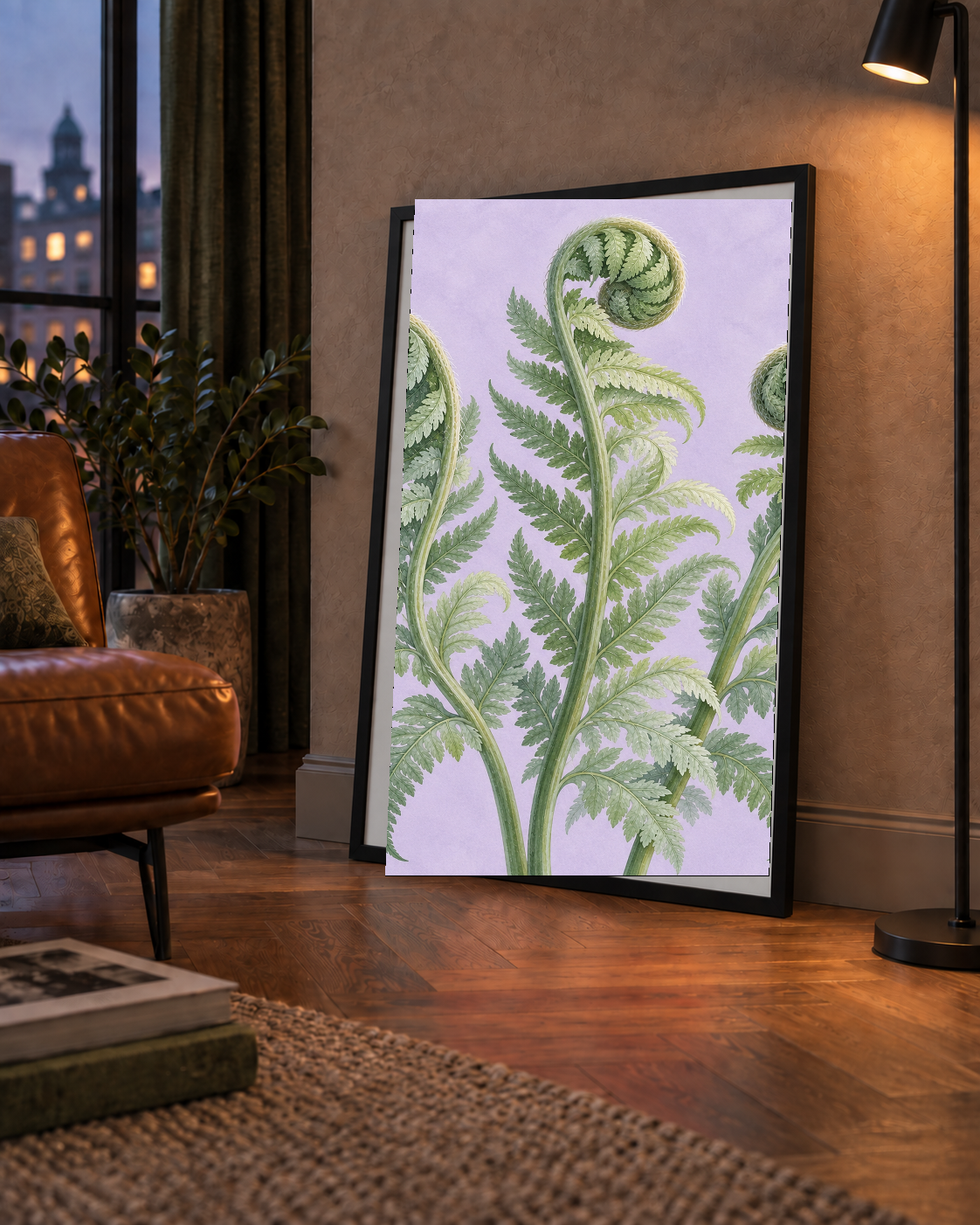 Botanik Eğrelti Otu Suluboya Poster – Modern Duvar Dekoru