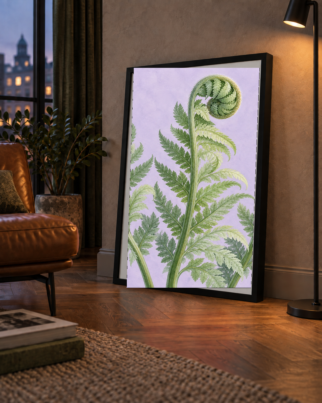 Botanik Eğrelti Otu Suluboya Poster – Modern Duvar Dekoru