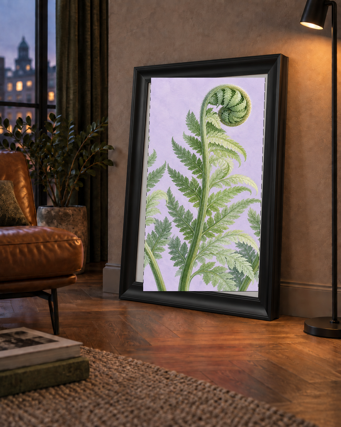 Botanik Eğrelti Otu Suluboya Poster – Modern Duvar Dekoru
