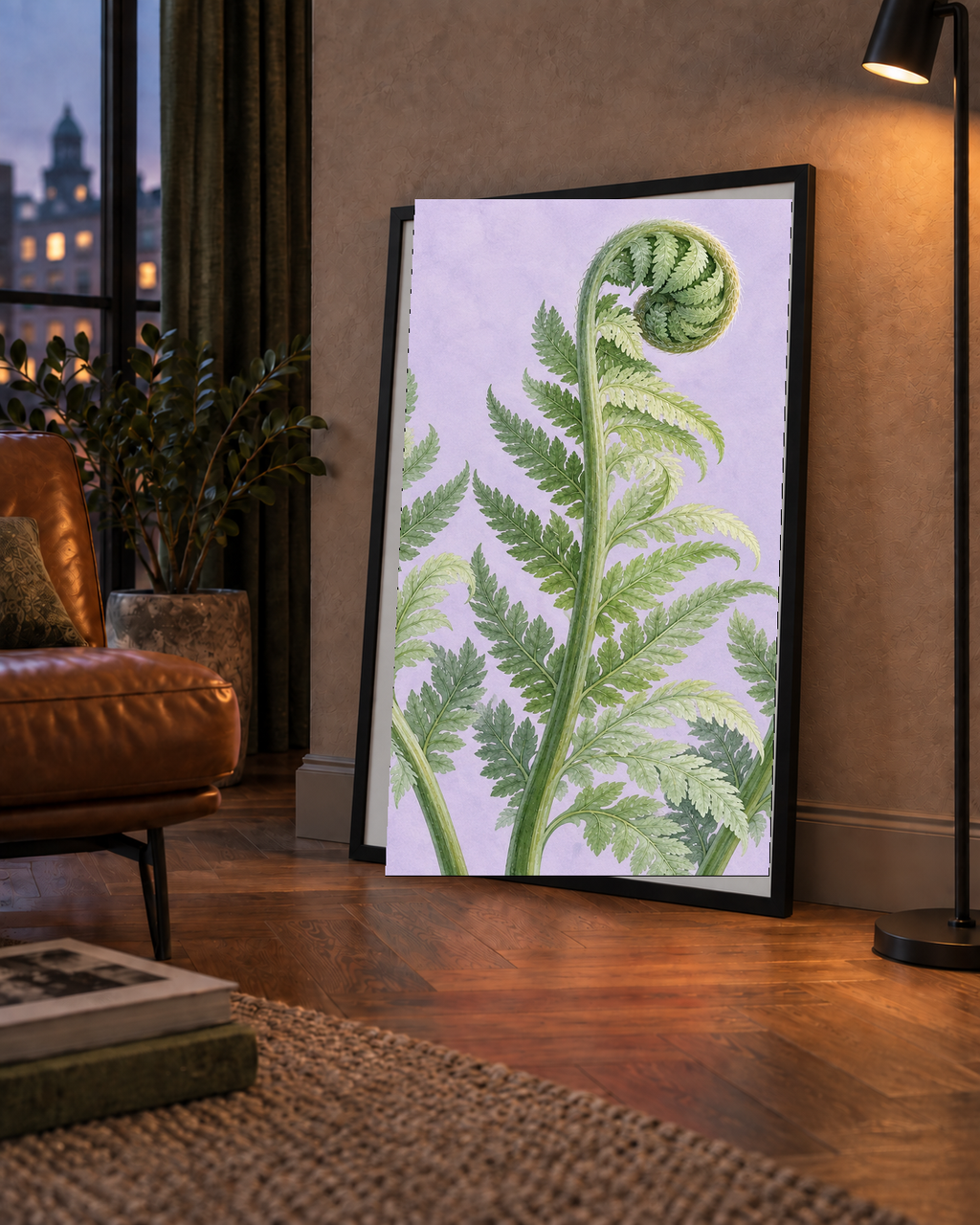 Botanik Eğrelti Otu Suluboya Poster – Modern Duvar Dekoru